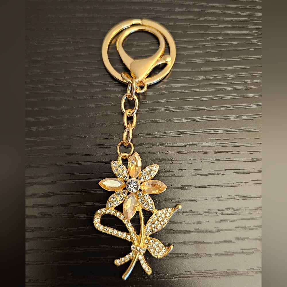 Bag Charm/ Keychain Gold Flower